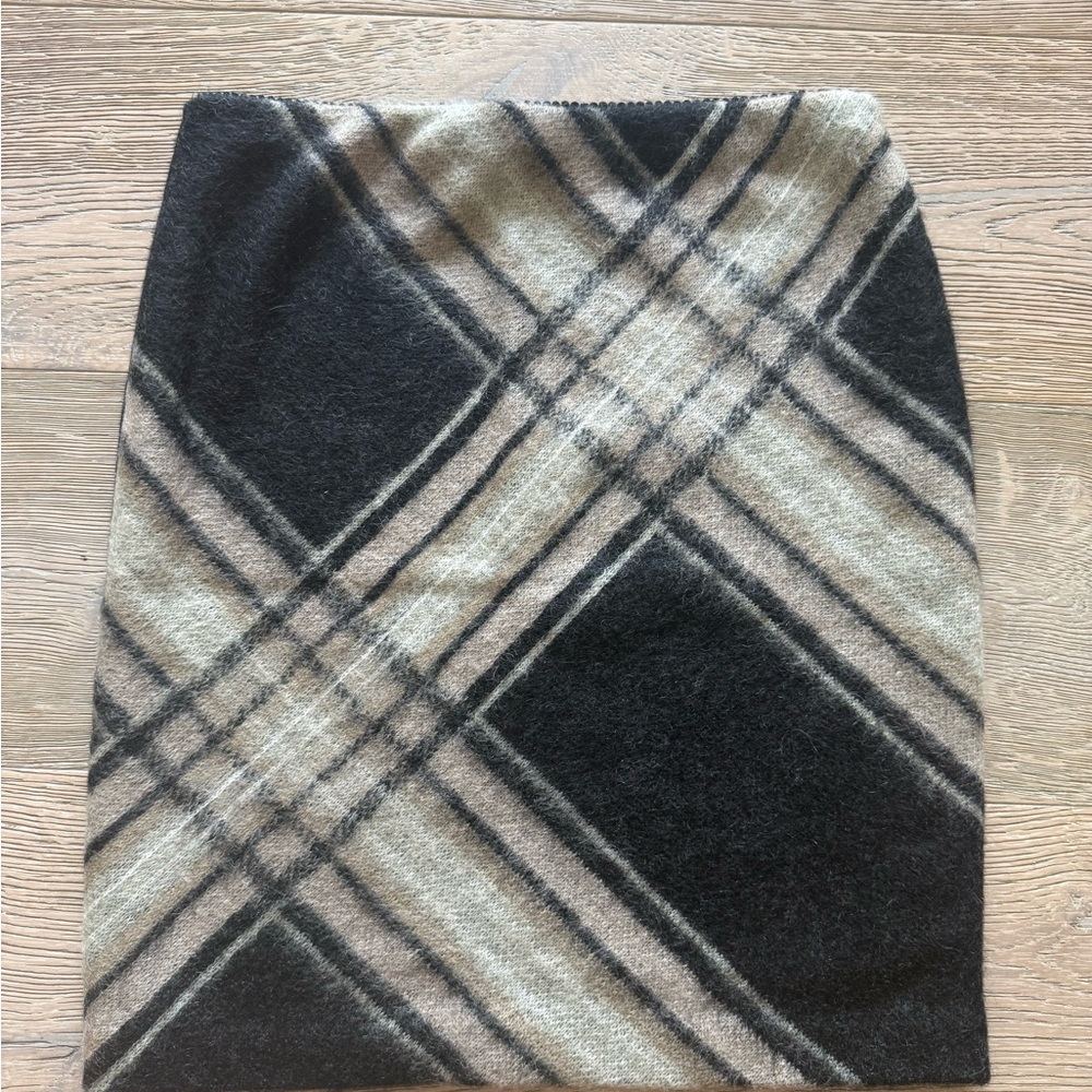 Marc Cain Black and Gray Plaid Pencil Skirt